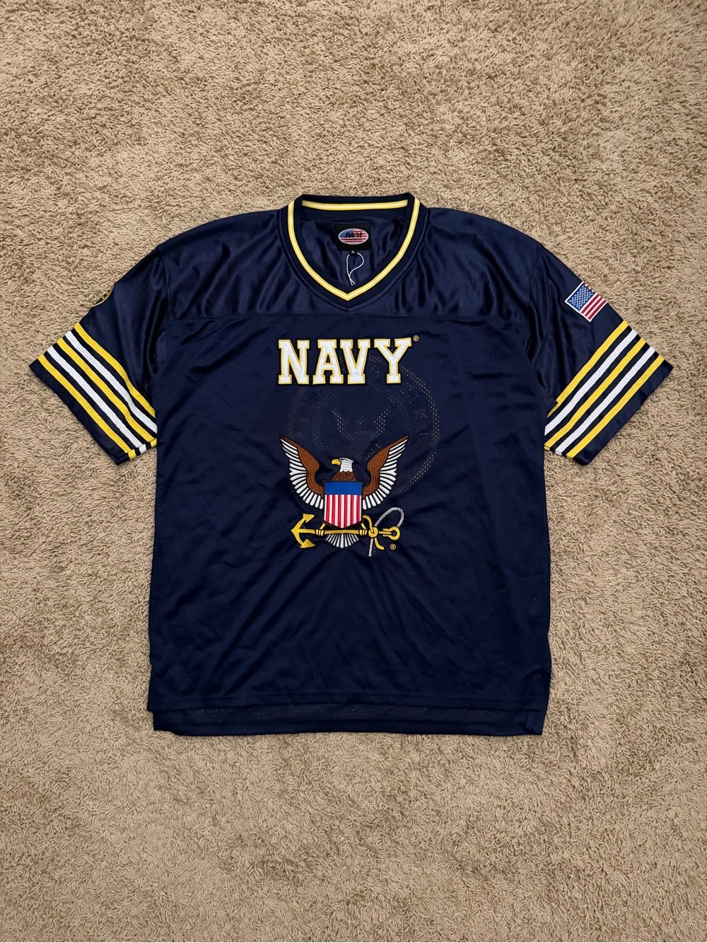 NWOT US Navy Official Licensed Football Jersey Blue Men XL Embroidered Logo